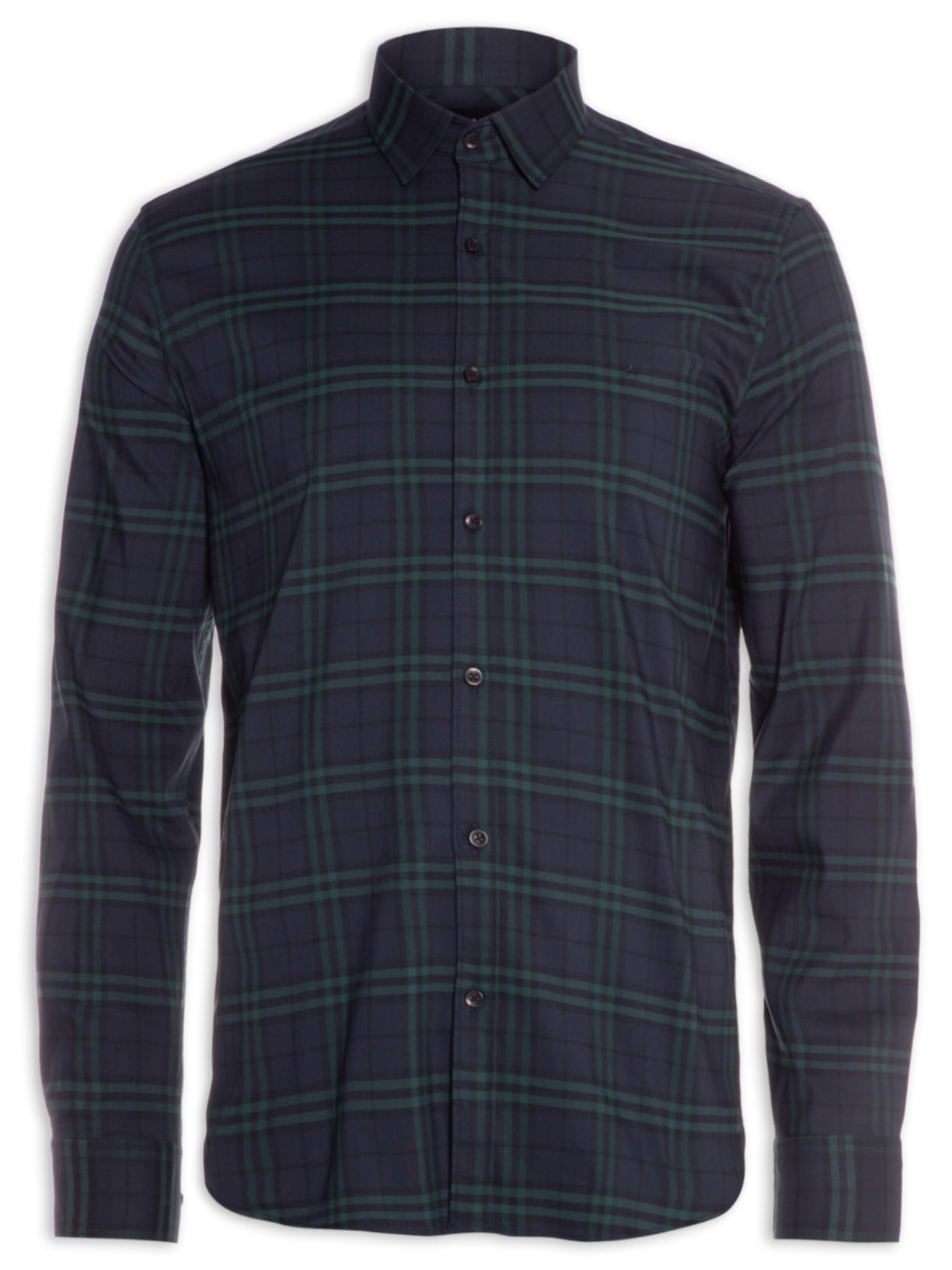 Camisa Masculina Slim Com Poliamida Maxi Xadrez - Azul