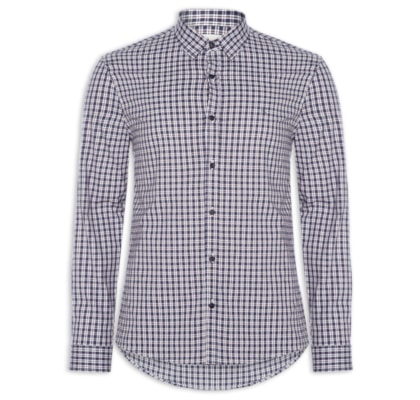 Camisa Masculina Slim Cotton Stretch - Azul