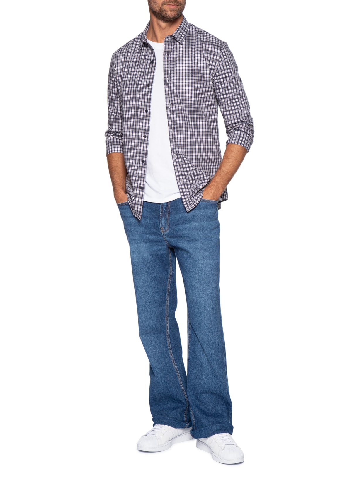 Camisa Masculina Slim Cotton Stretch Azul Calvin Klein Jeans