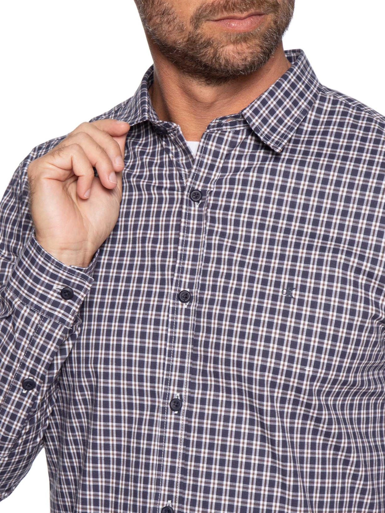 Camisa Masculina Slim Cotton Stretch Azul Calvin Klein Jeans