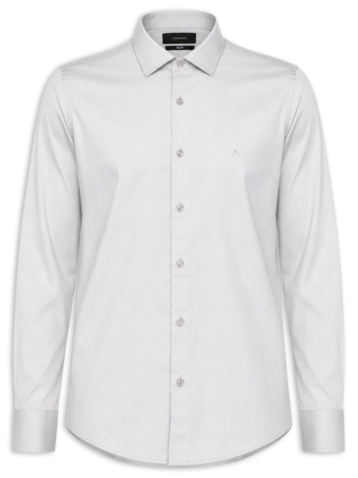 Camisa Masculina Slim em Cetim Strech Hudson Cinza Aramis