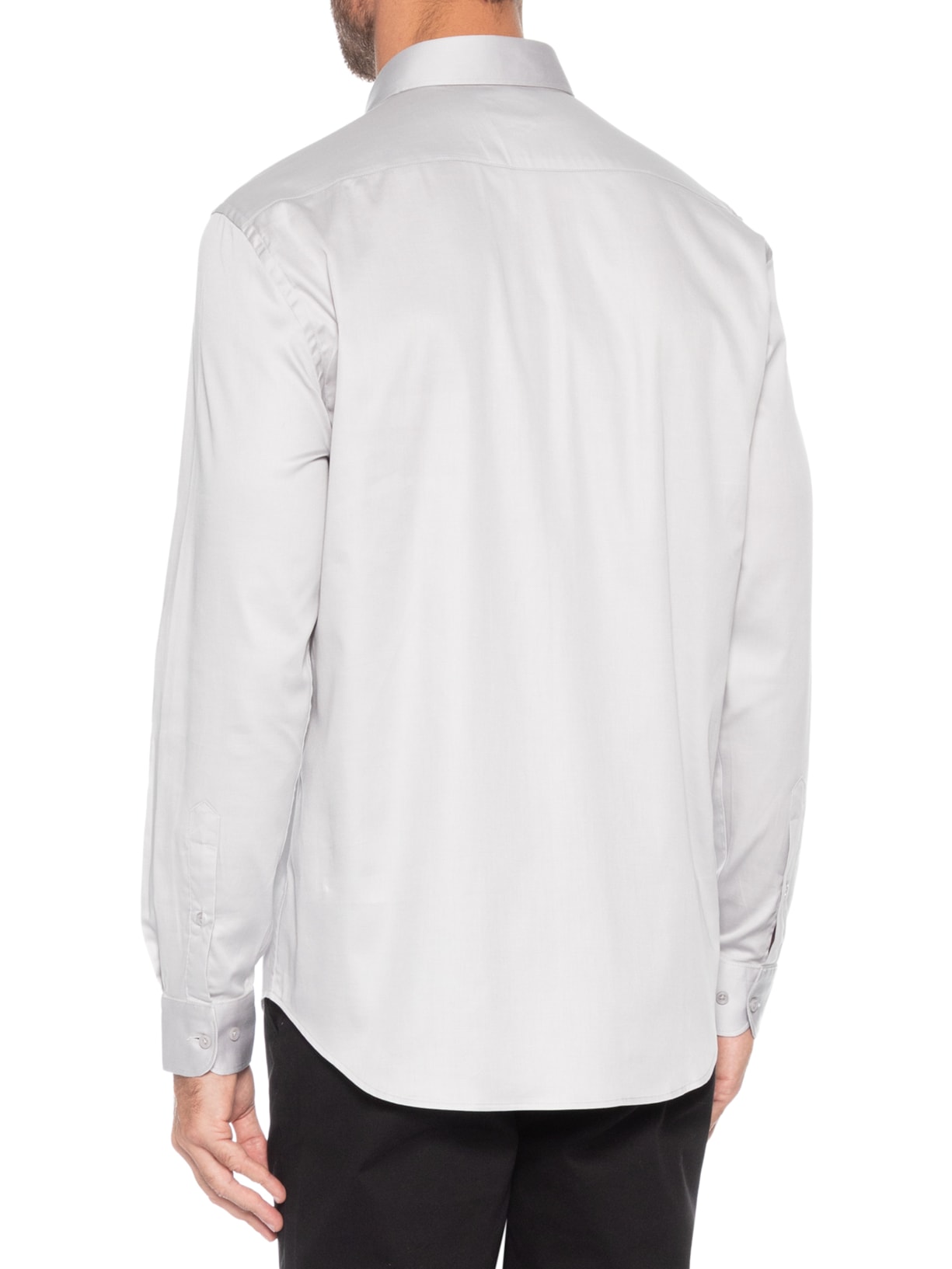 Camisa Masculina Slim em Cetim Strech Hudson Cinza Aramis