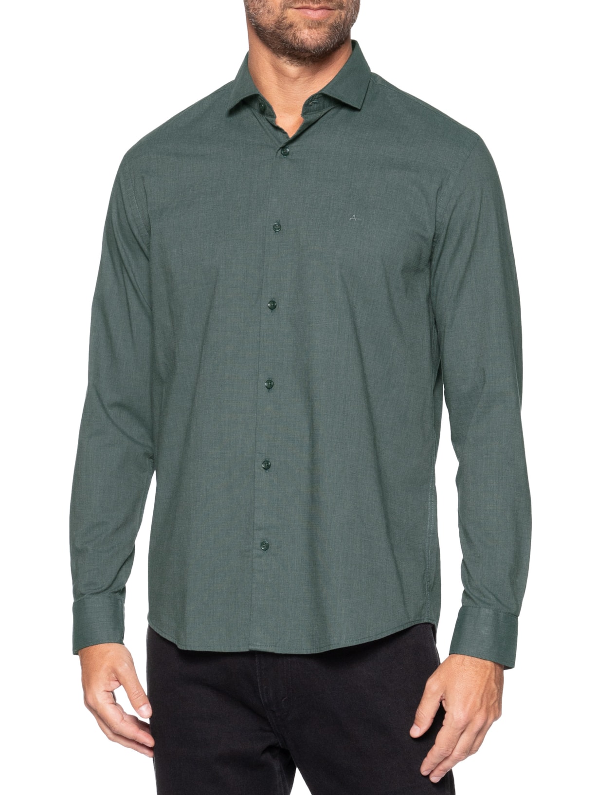 Camisa Masculina Slim Fil A Fil Antilia  Verde Aramis