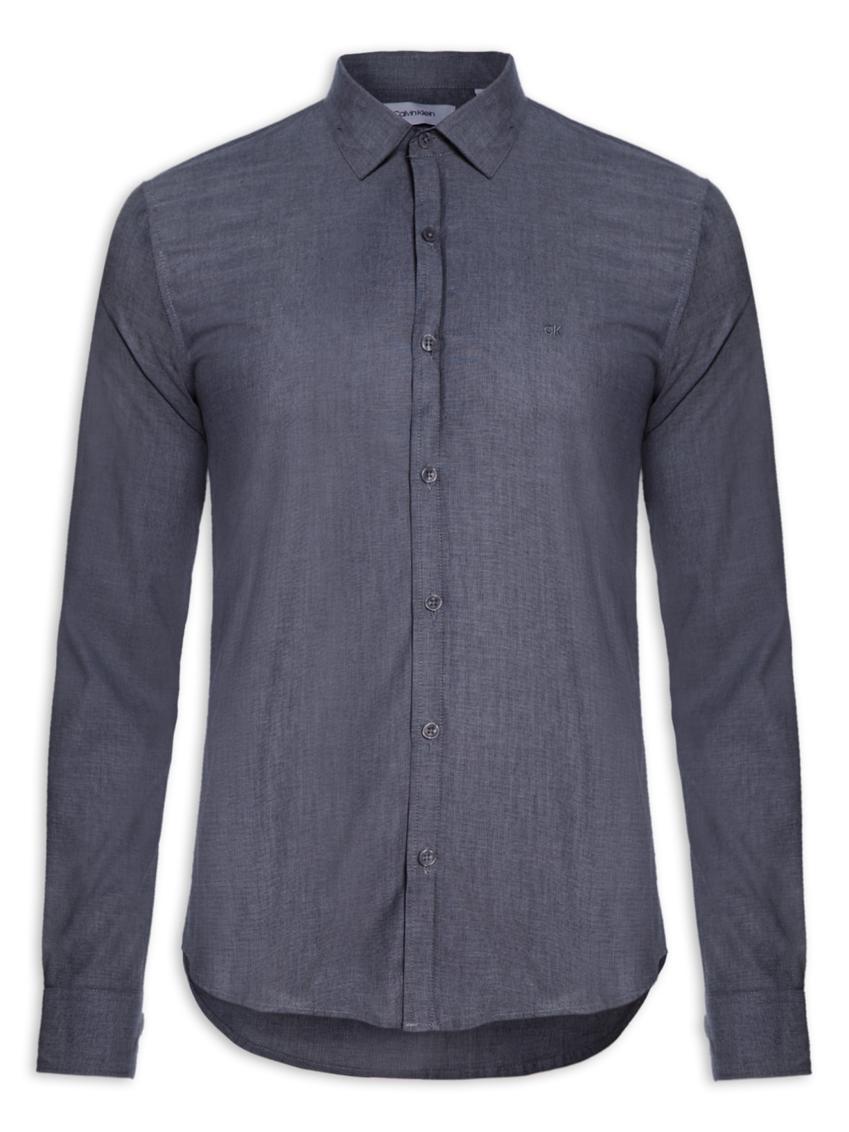 Camisa Masculina Slim Fil A Fil - Azul