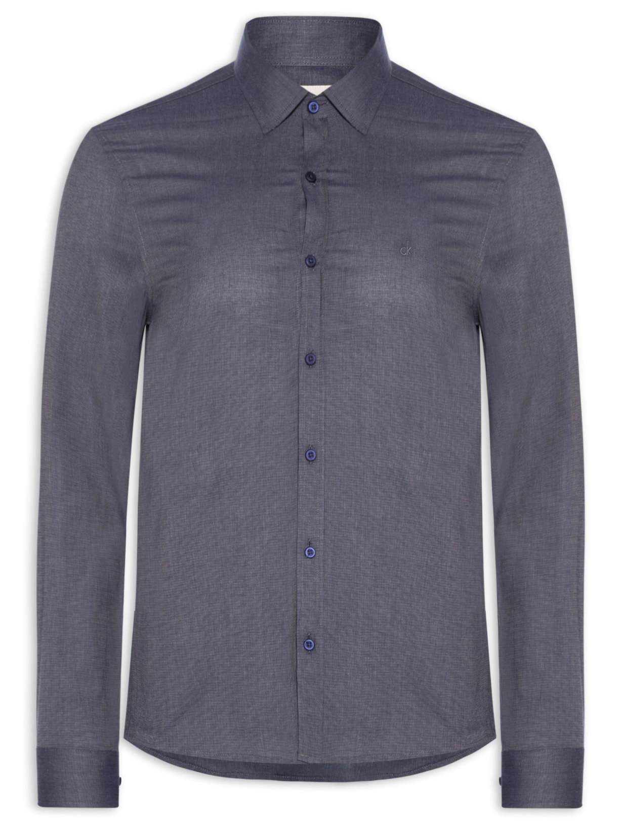 Camisa Masculina Slim Fil a Fil Azul Calvin Klein