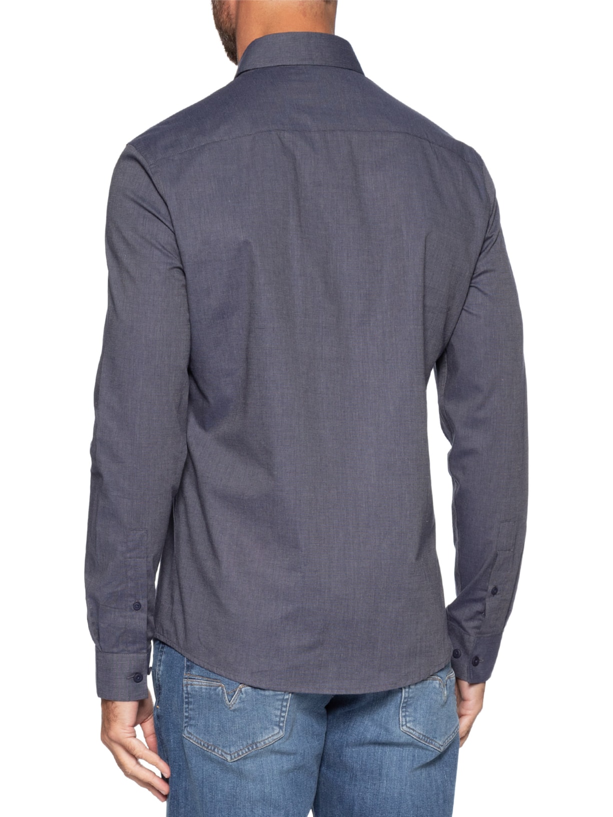 Camisa Masculina Slim Fil a Fil Azul Calvin Klein