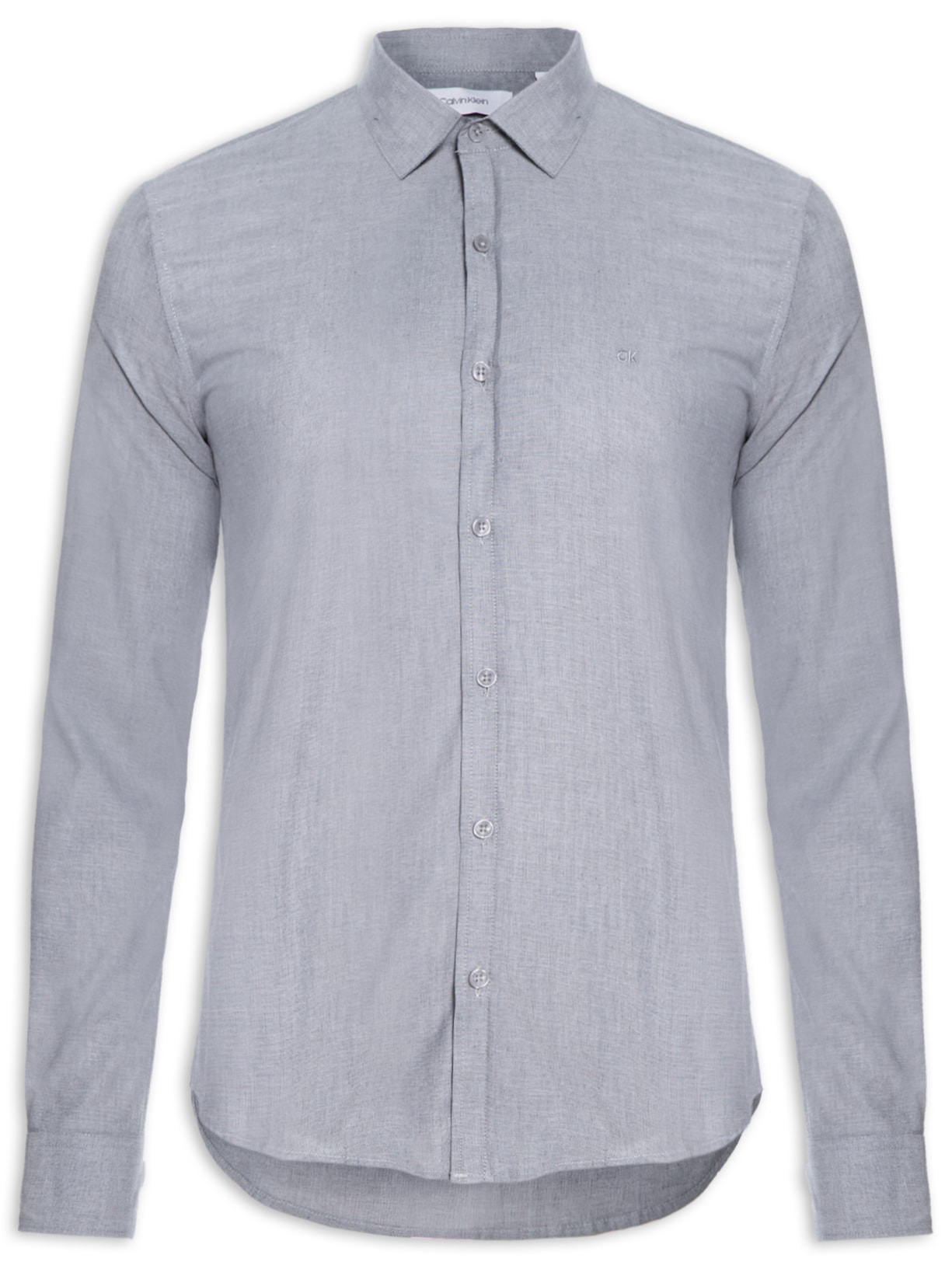 Camisa Masculina Slim Fil A Fil - Cinza