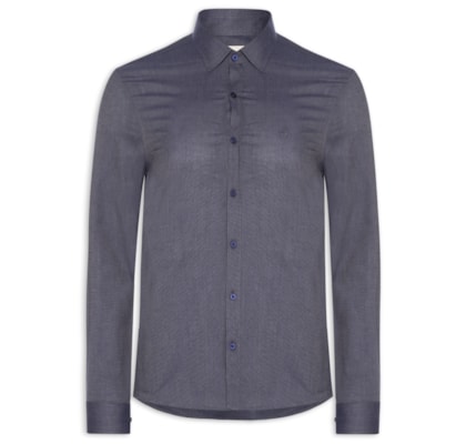 Camisa Masculina Slim Fil a Fil – Azul