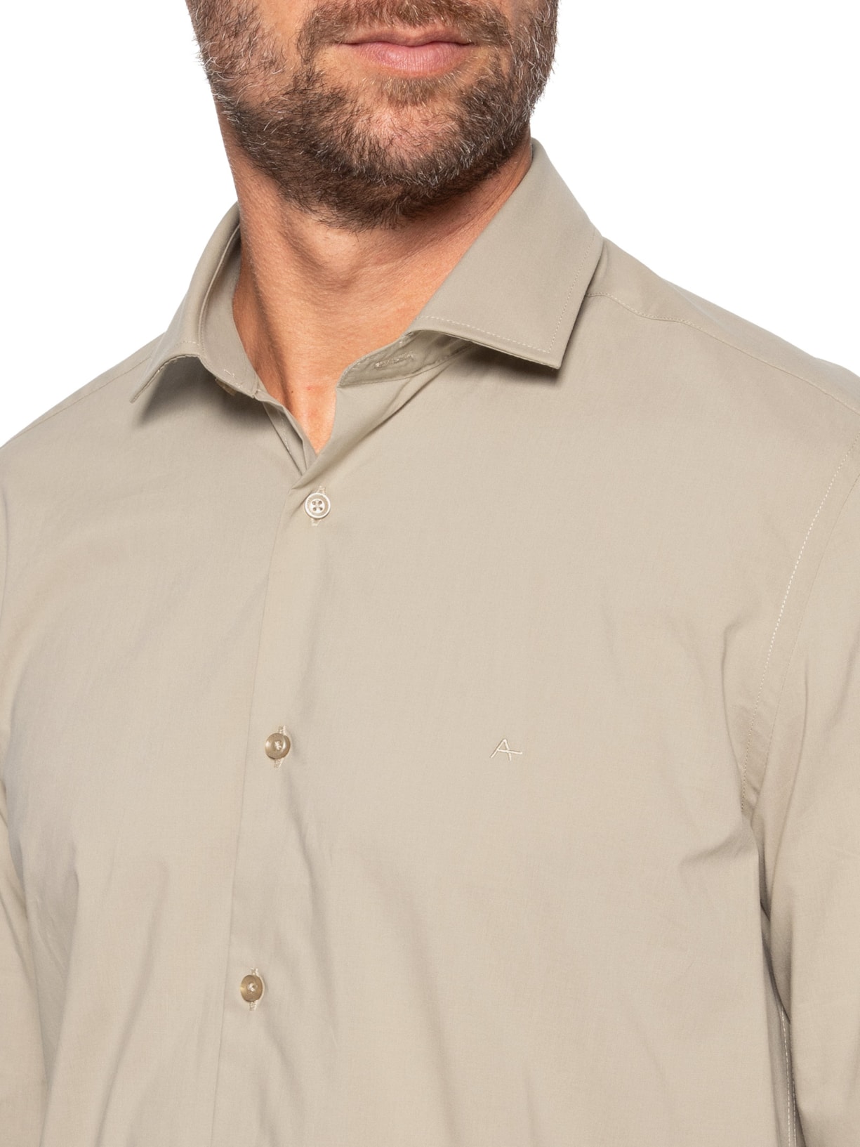 Camisa Masculina Slim Fio 60 Carbon Touch Bege Aramis
