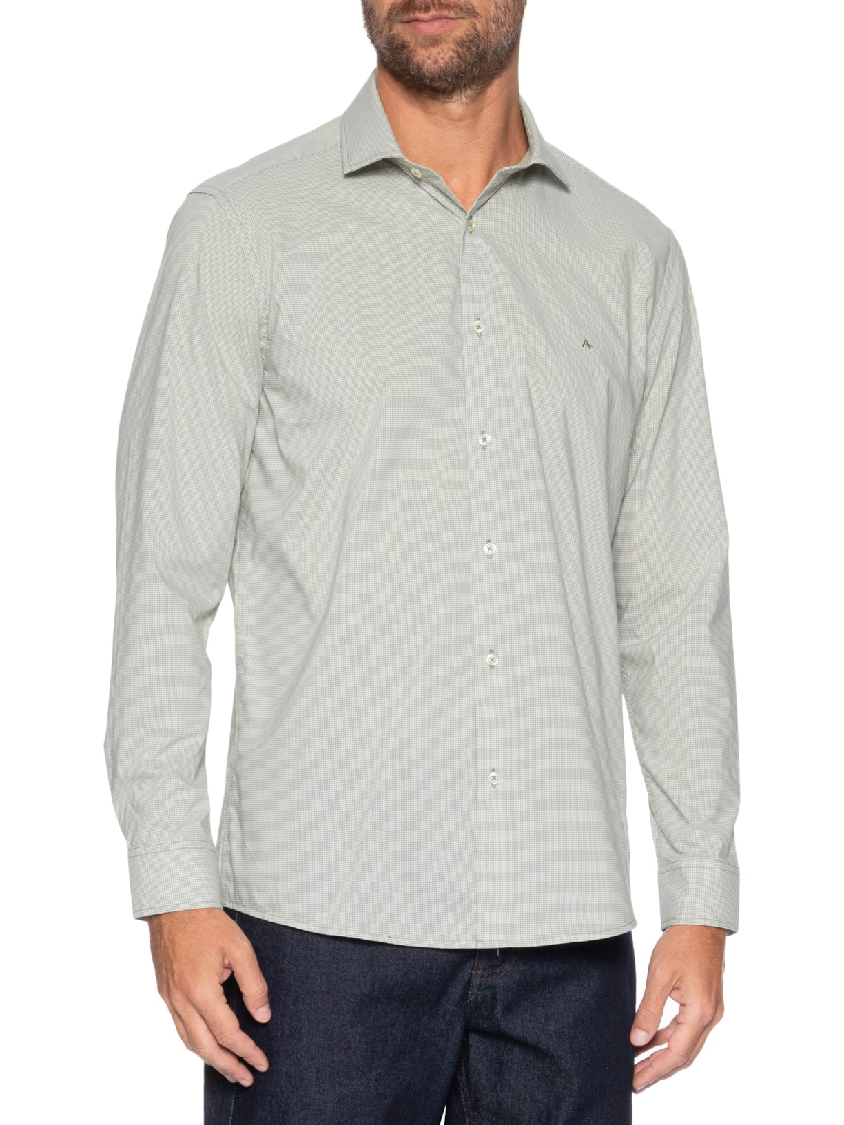 Camisa Masculina Slim Fio 60 Carbon Touch Mecla Verde Aramis