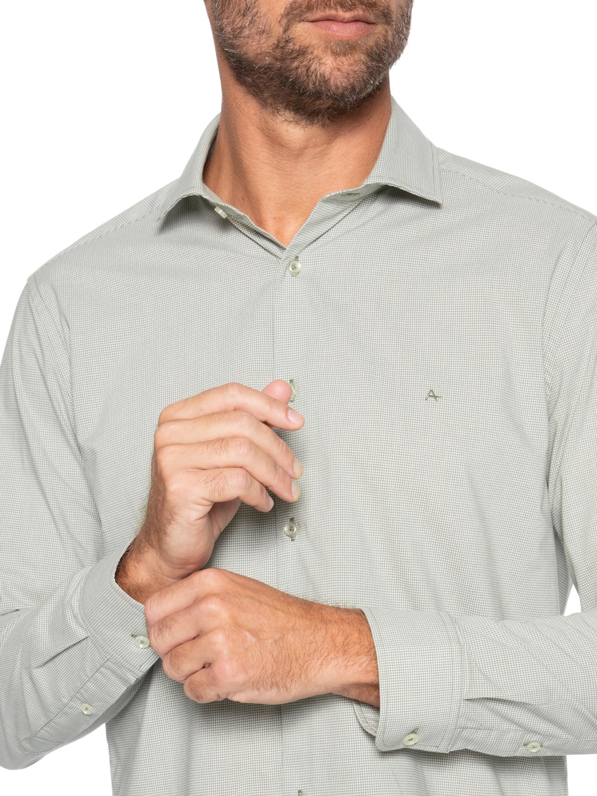 Camisa Masculina Slim Fio 60 Carbon Touch Mecla Verde Aramis