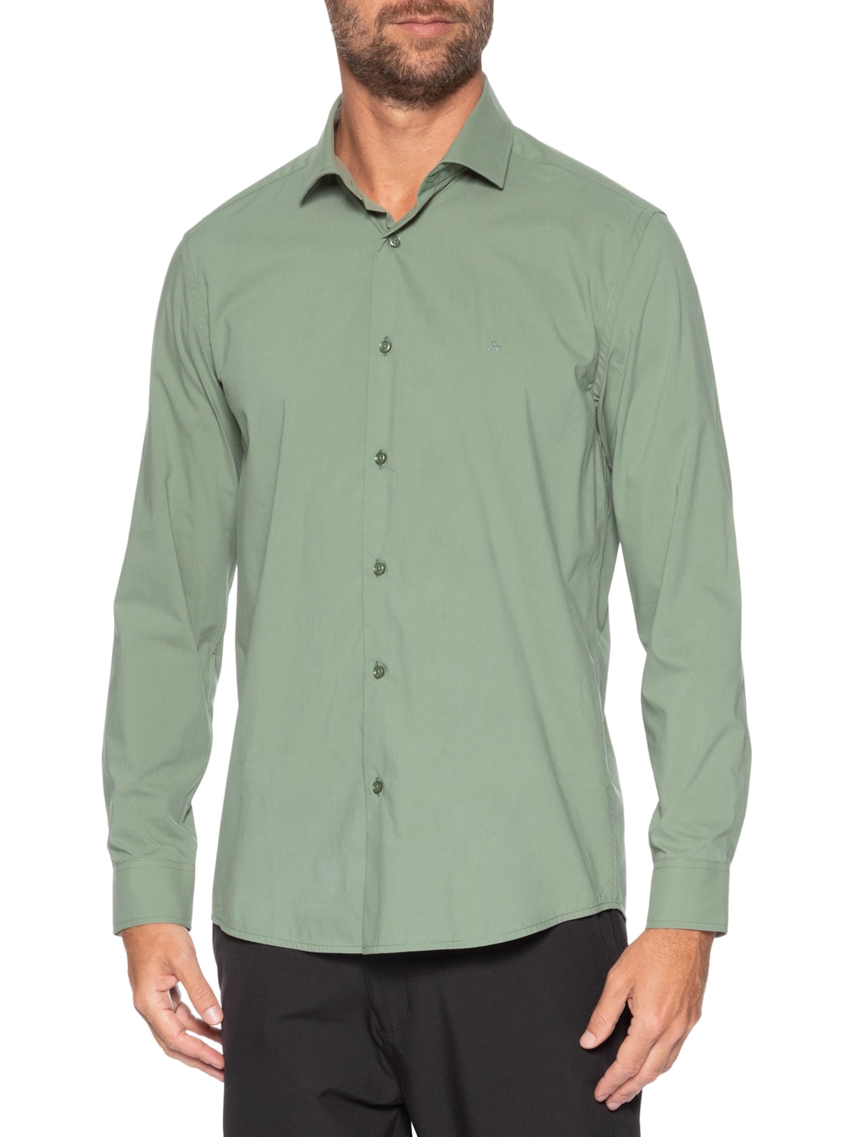 Camisa Masculina Slim Fio 60 Carbon Touch Verde Aramis