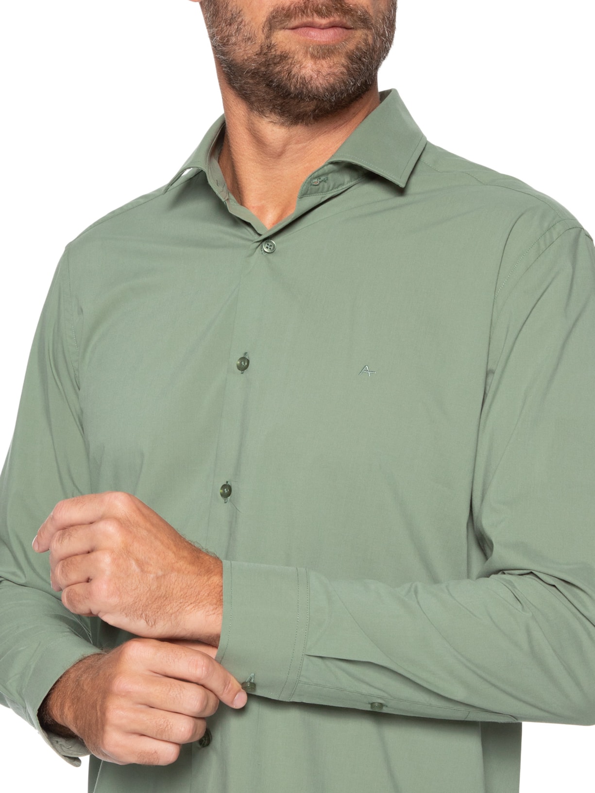 Camisa Masculina Slim Fio 60 Carbon Touch Verde Aramis