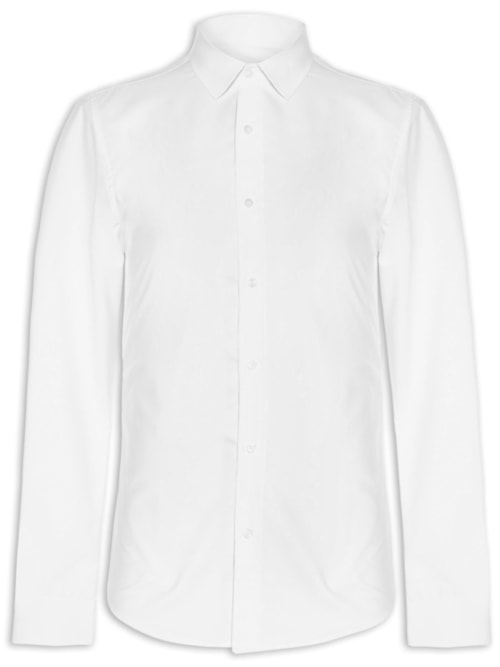 Camisa Masculina Slim Fit Algodão - Branco