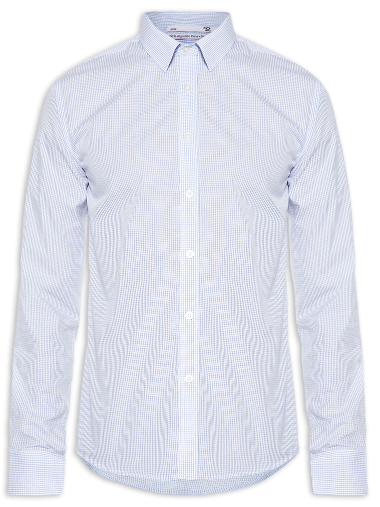 Camisa Masculina Slim Fit Algodão Pima - Azul