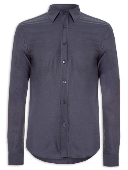 Camisa Masculina Slim Fit Algodão Pima - Cinza