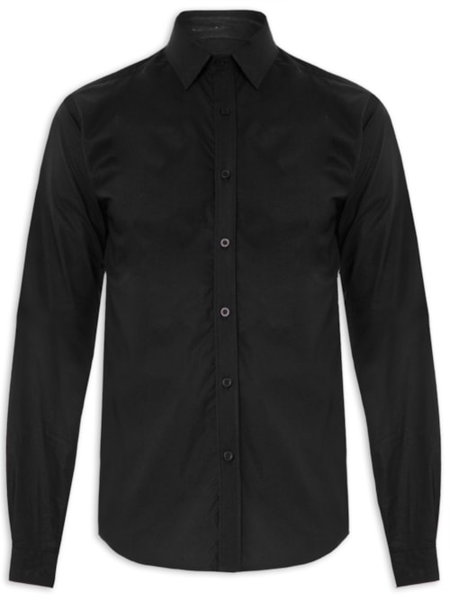 Camisa Masculina Slim Fit Algodão Pima - Preto