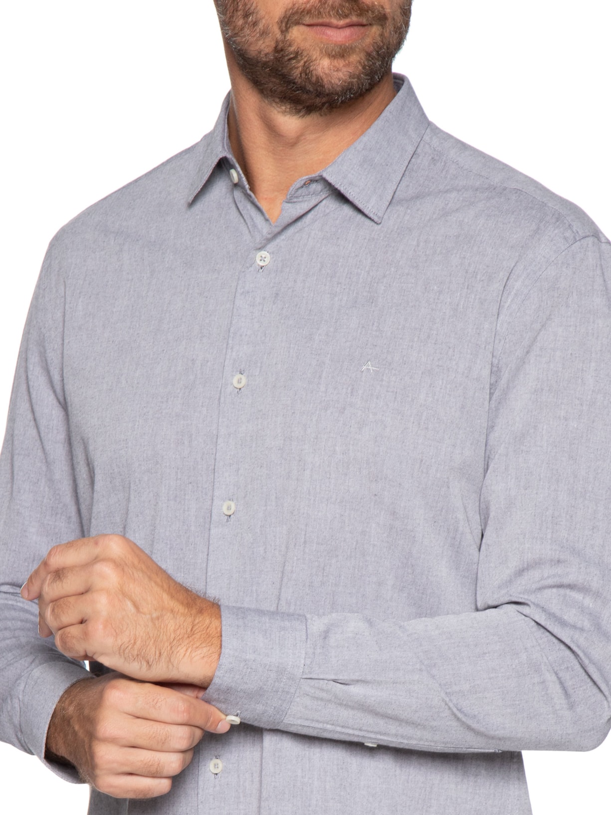 Camisa Masculina Slim Fit Algodão Willis Cinza Aramis