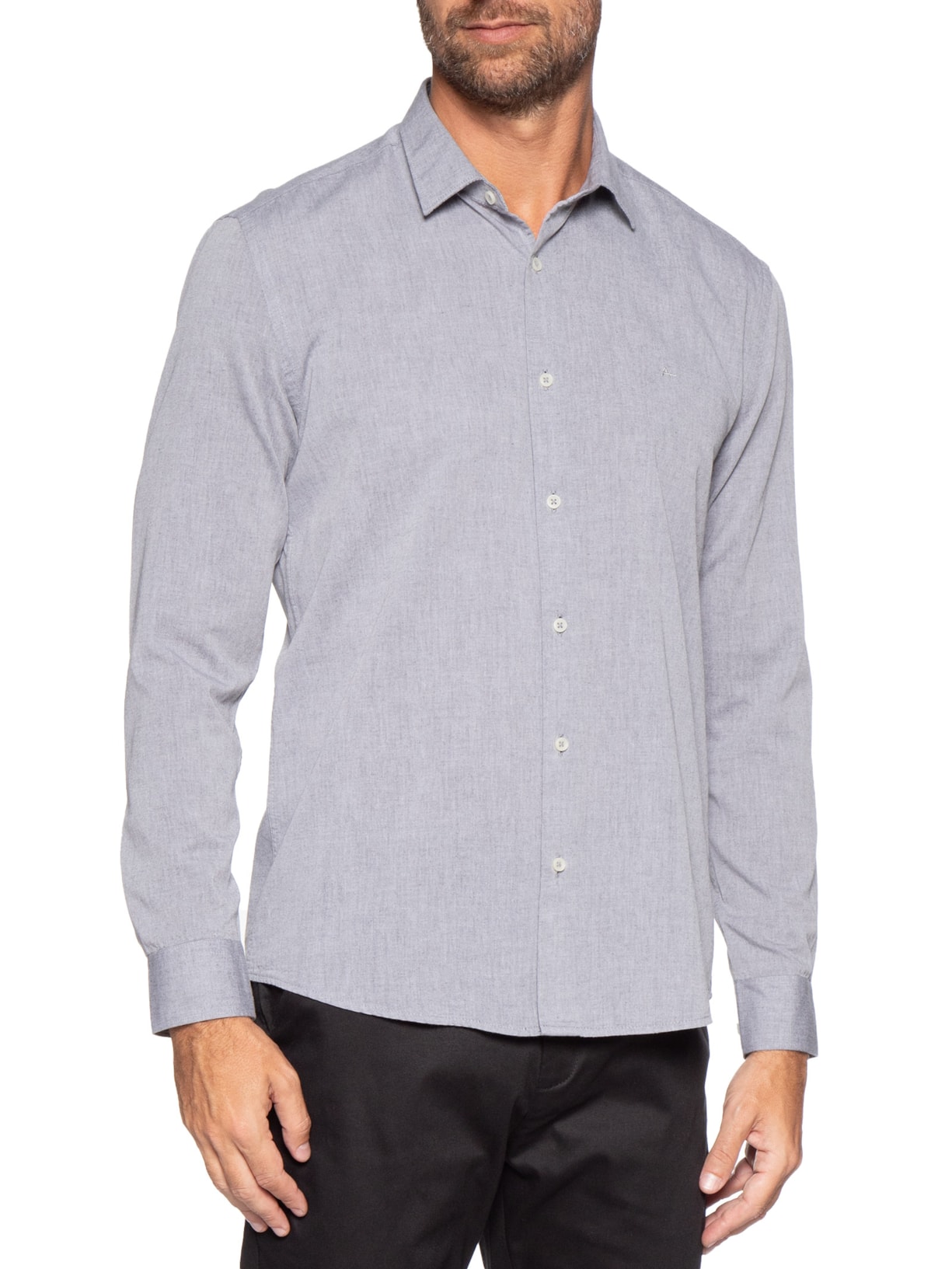 Camisa Masculina Slim Fit Algodão Willis Cinza Aramis