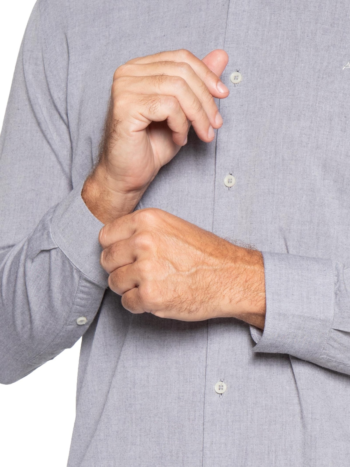 Camisa Masculina Slim Fit Algodão Willis Cinza Aramis