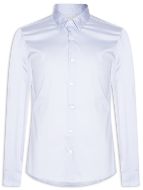 Camisa Masculina Slim Fit Básica - Azul