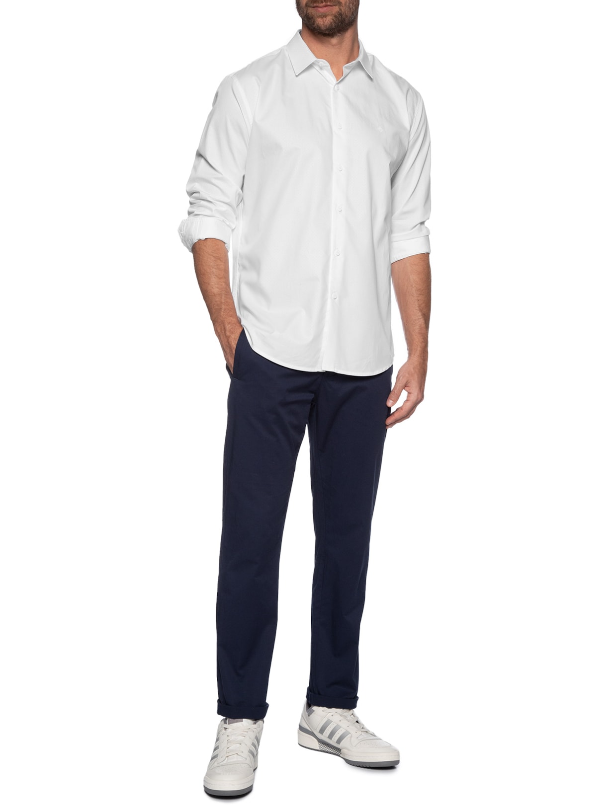 Camisa Masculina Slim Fit Branco Forum