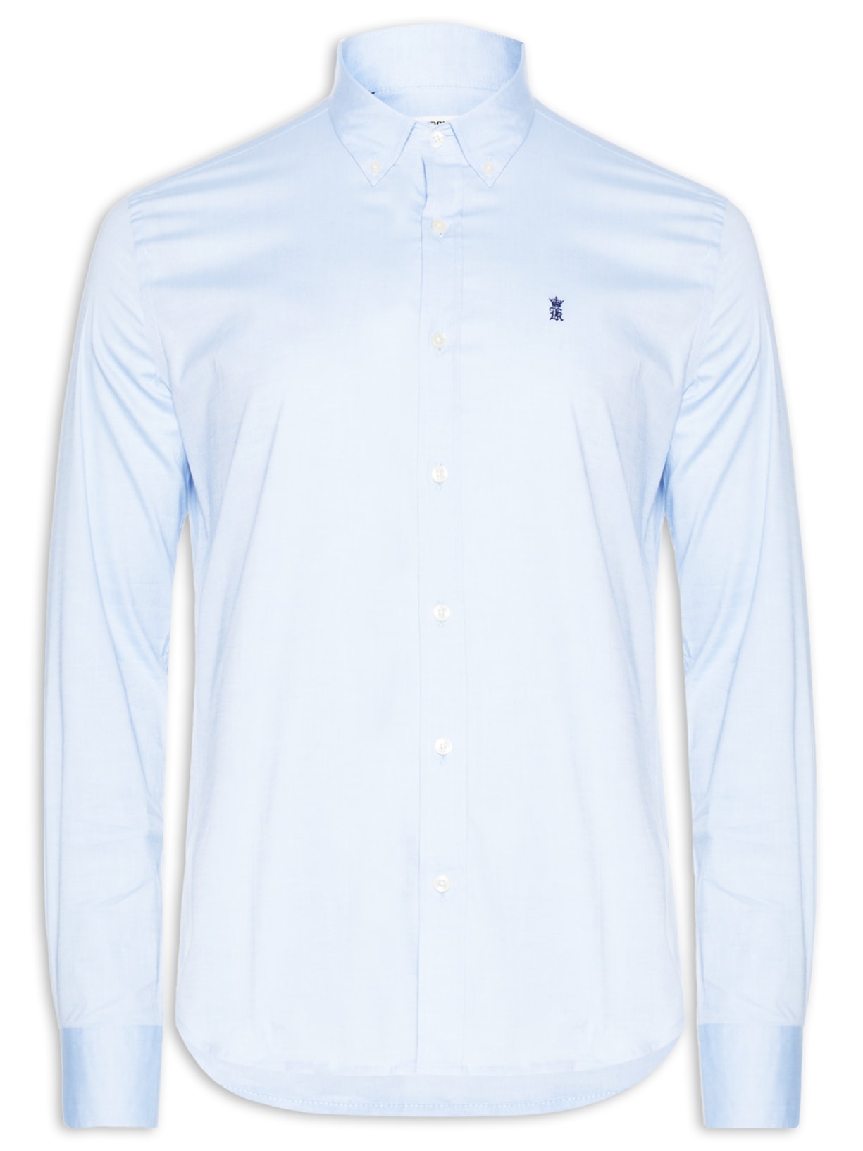 Camisa Masculina Slim Fit Button Down Em Oxford Com Elastano - Azul