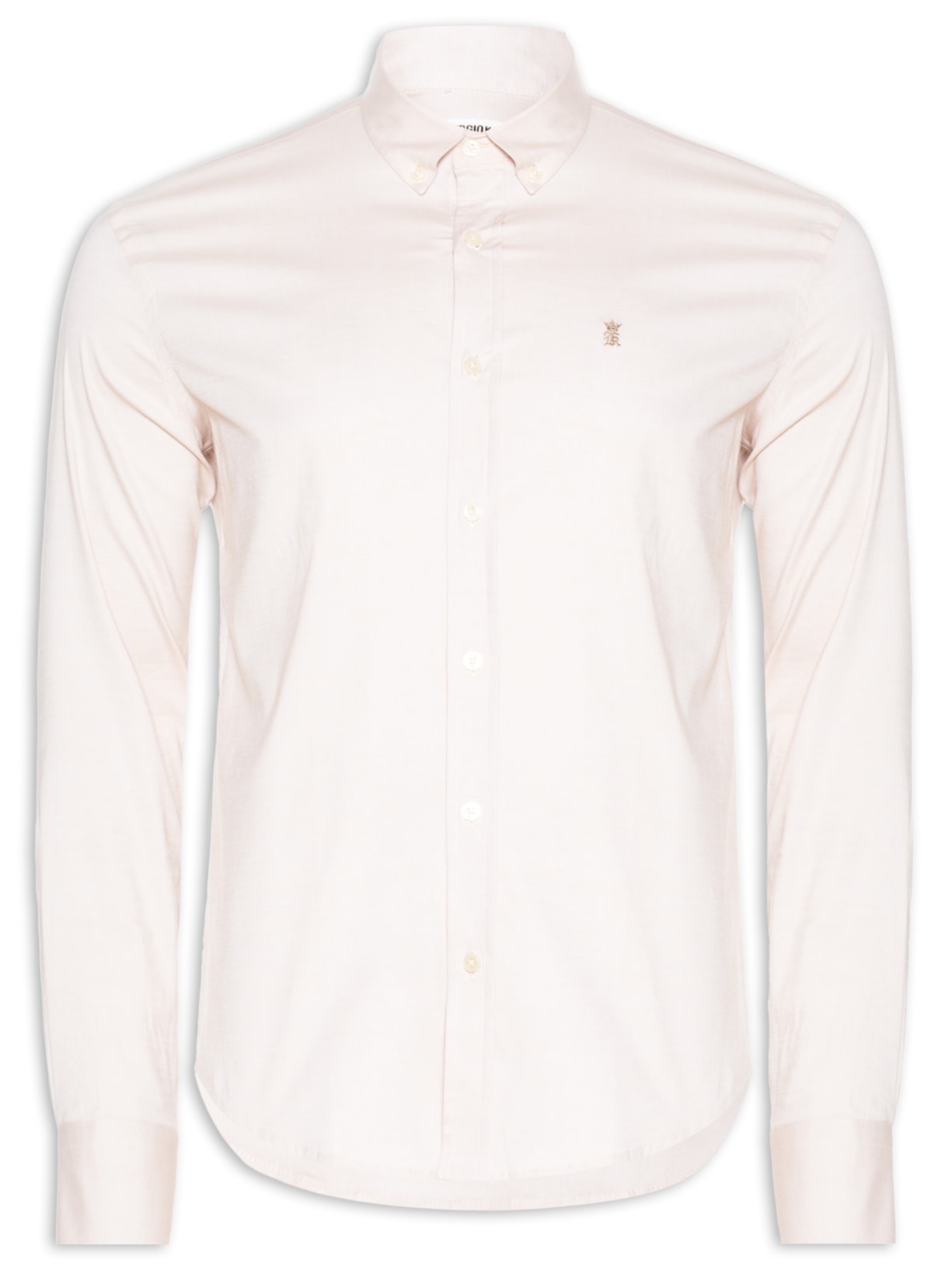 Camisa Masculina Slim Fit Button Down Em Oxford Com Elastano - Bege