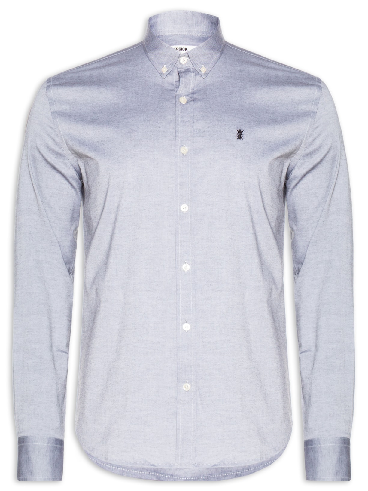 Camisa Masculina Slim Fit Button Down Em Oxford Com Elastano - Cinza