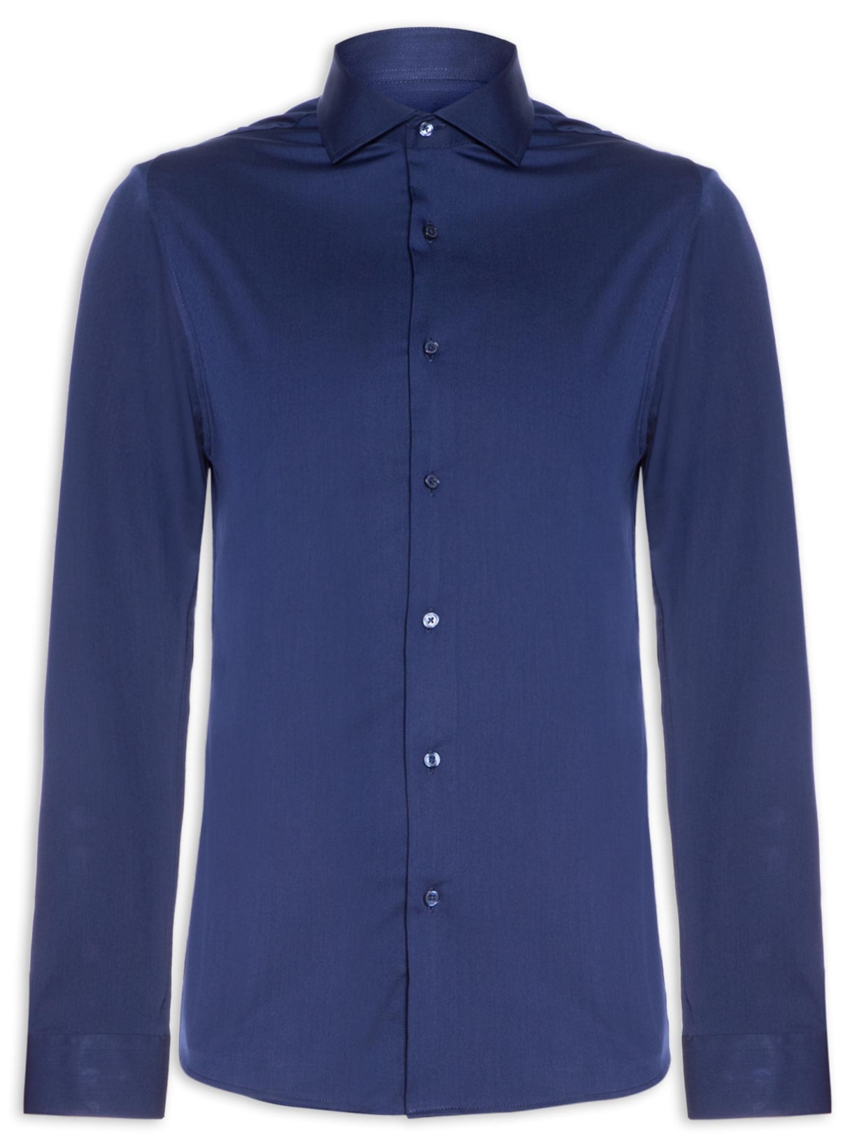 Camisa Masculina Slim Fit Com Fibra De Bambu - Azul