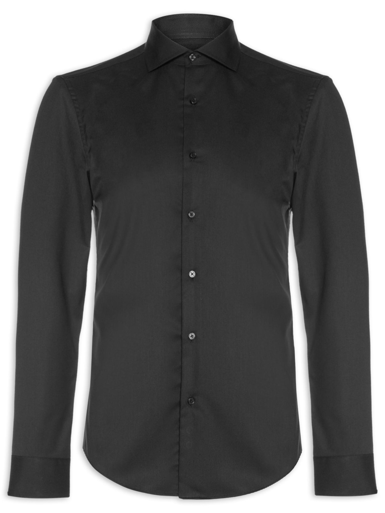 Camisa Masculina Slim Fit Com Fibra De Bambu - Preto