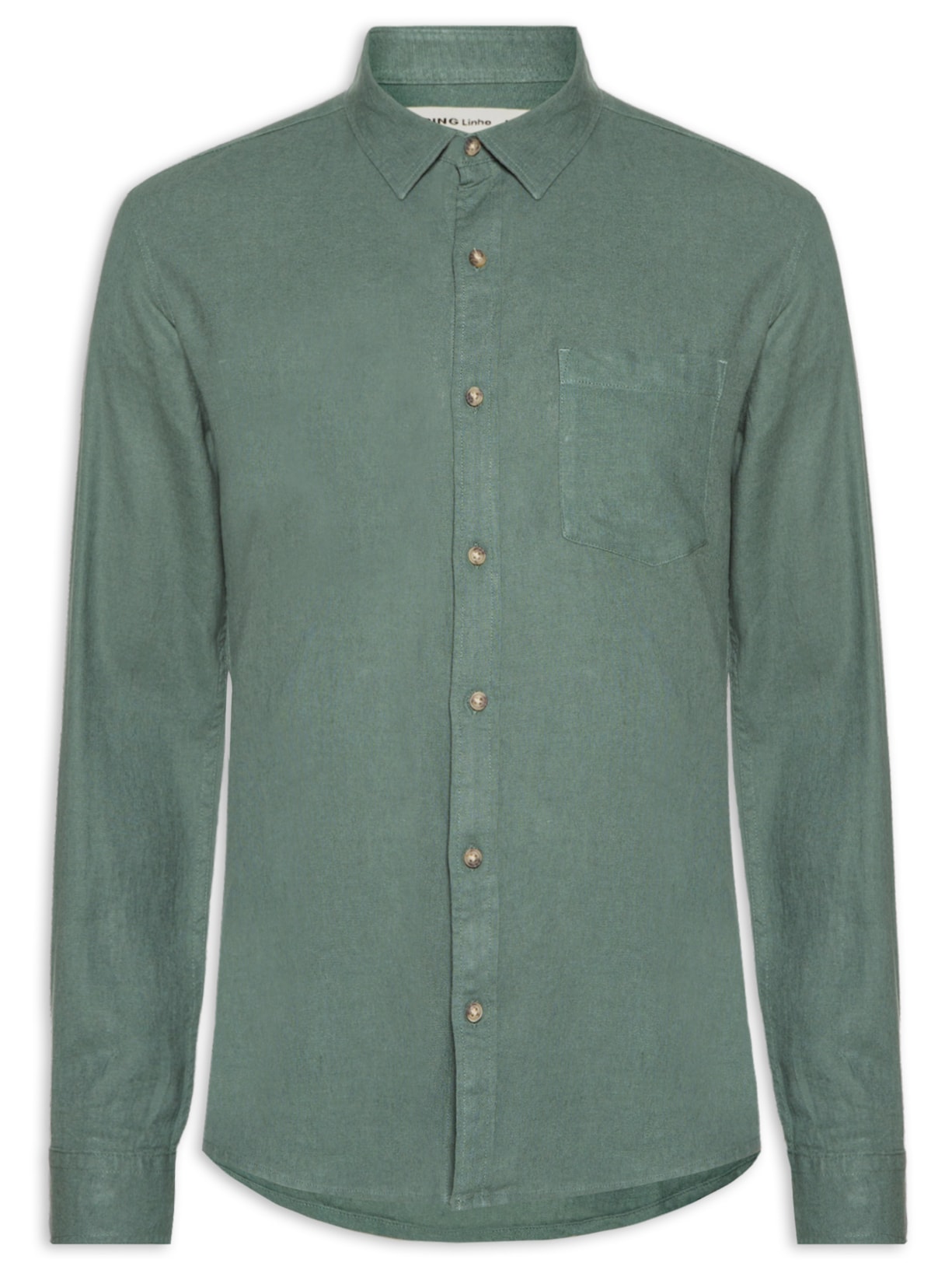 Camisa Masculina Slim Fit Em Linho - Verde