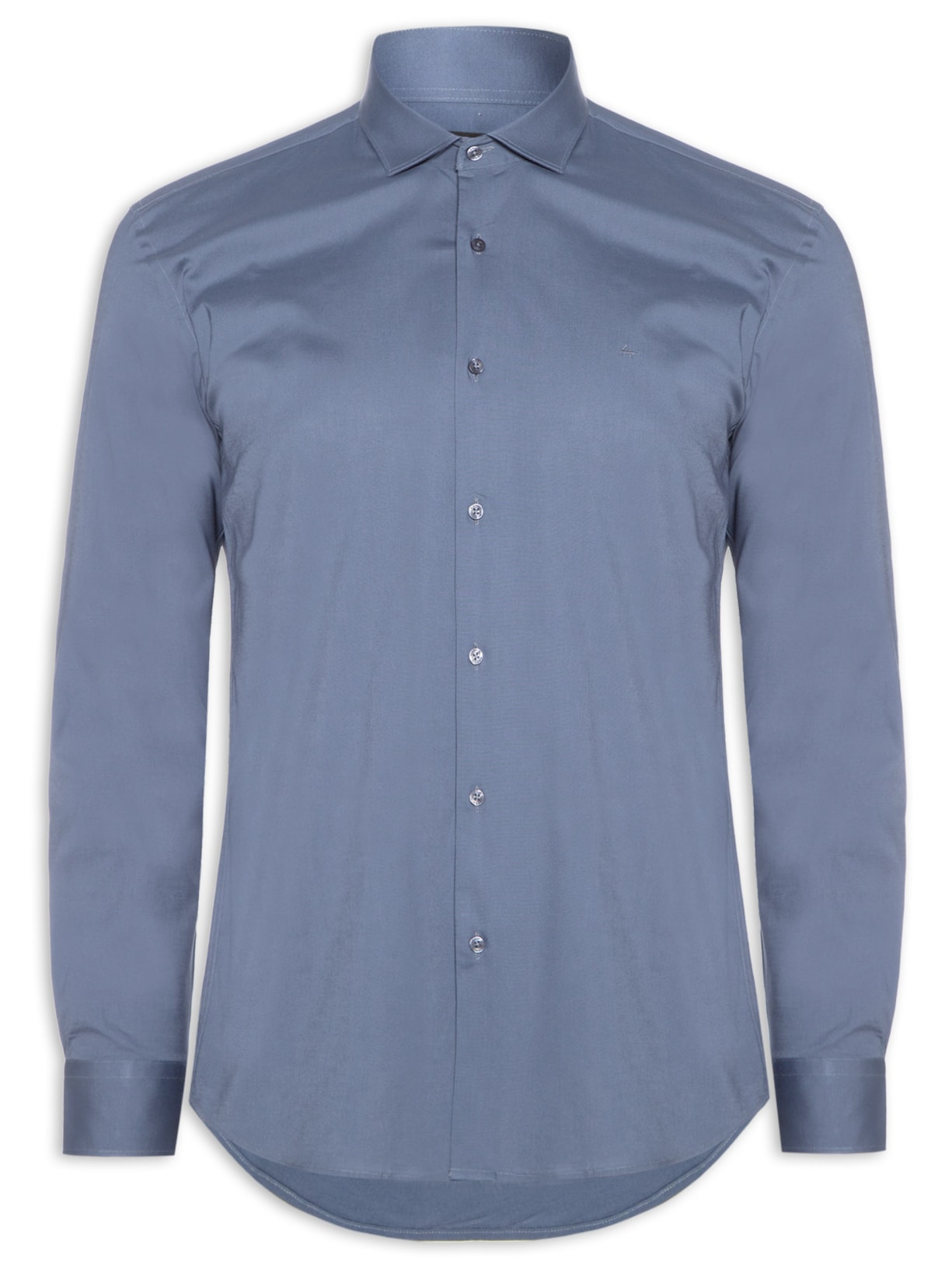 Camisa Masculina Slim Fit em Tricoline Stretch Azul Aramis