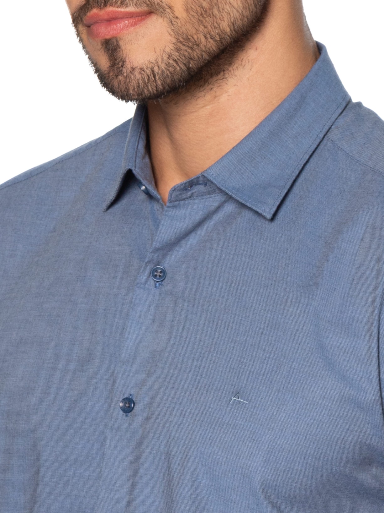 Camisa Masculina Slim Fit Fil a Fil Antilia – Azul Aramis