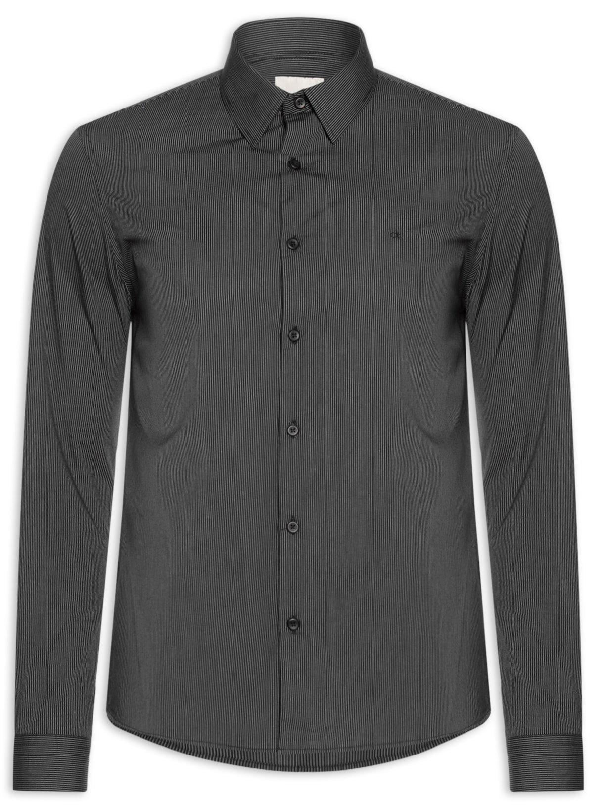 Camisa Masculina Slim Fit Fio 60 - Preto