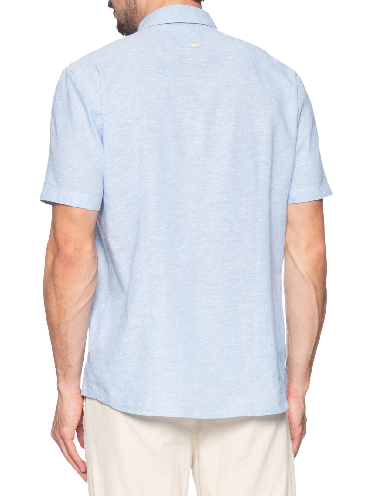 Camisa Masculina Slim Fit Linho Algodão Surat Azul Aramis