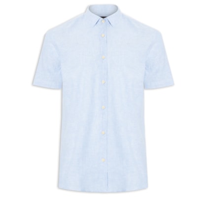 Camisa Masculina Slim Fit Linho Algodão Surat - Azul