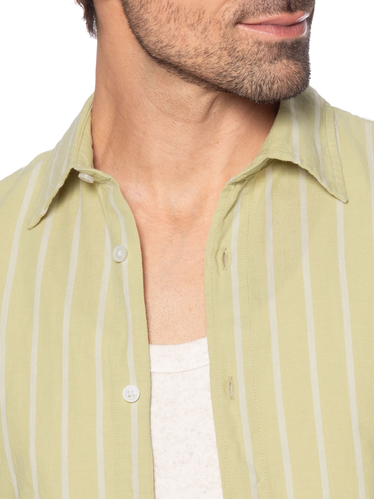 Camisa Masculina Slim Fit Linho Bege Jack & Jones