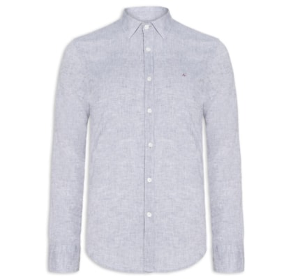 Camisa Masculina Slim Fit Linho - Cinza
