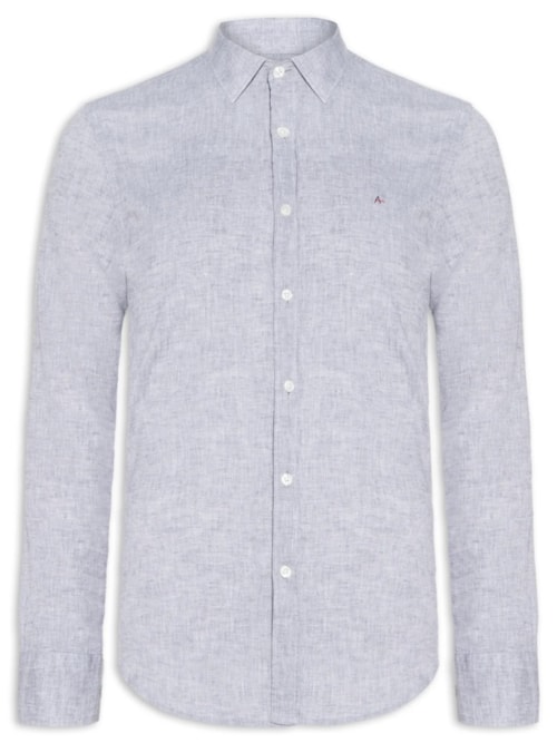 Camisa Masculina Slim Fit Linho - Cinza