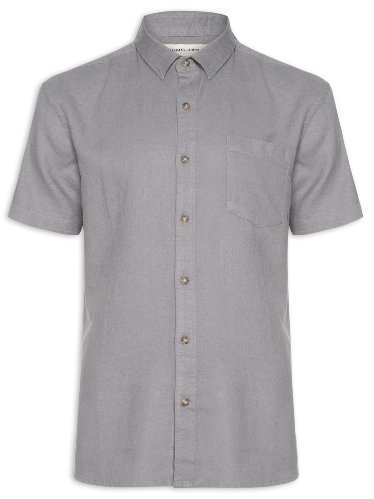 Camisa Masculina Slim Fit Linho Com Viscose - Cinza