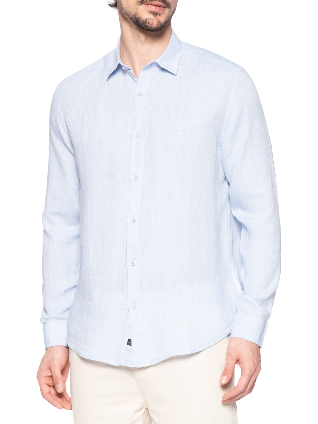Camisa Masculina Slim Fit Linho Irlandês Azul Aramis