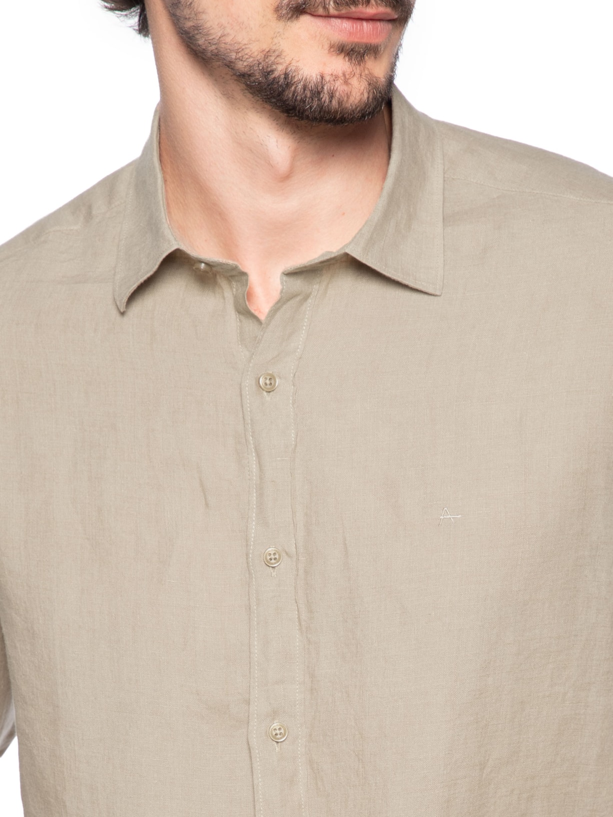 Camisa Masculina Slim Fit Linho Irlandês Bege Aramis