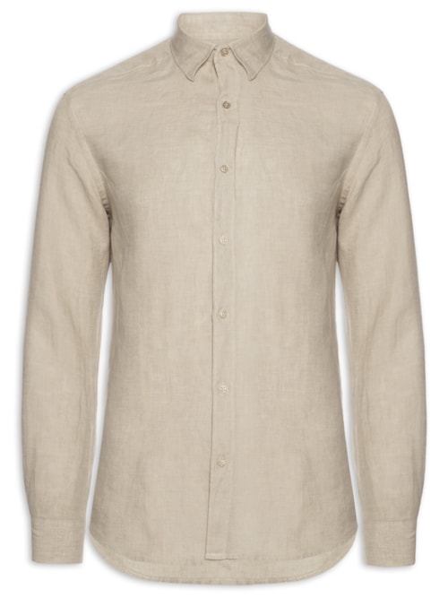 Camisa Masculina Slim Fit Linho Irlandês - Bege