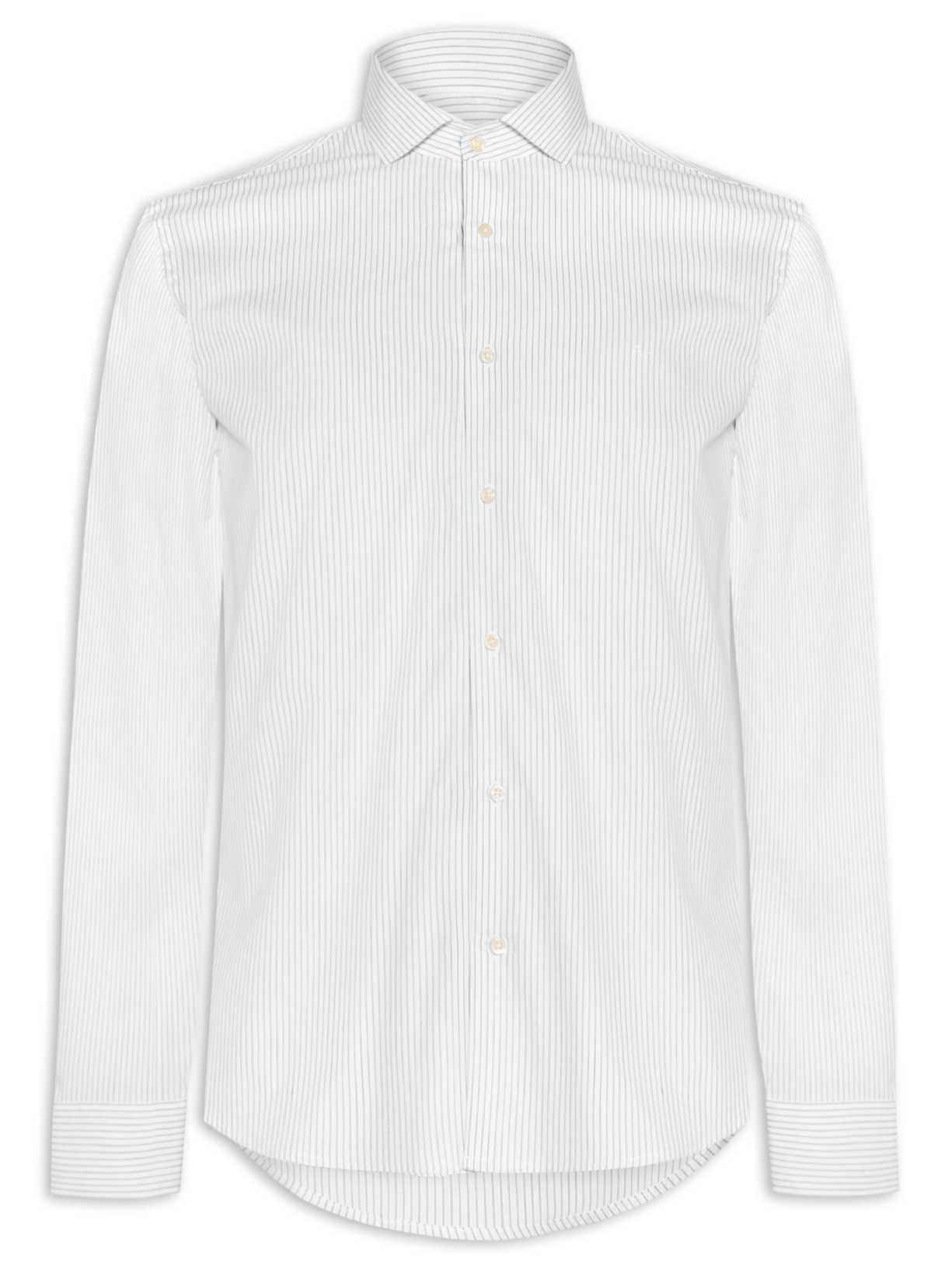Camisa Masculina Slim Fit Listra Clássic - Branco