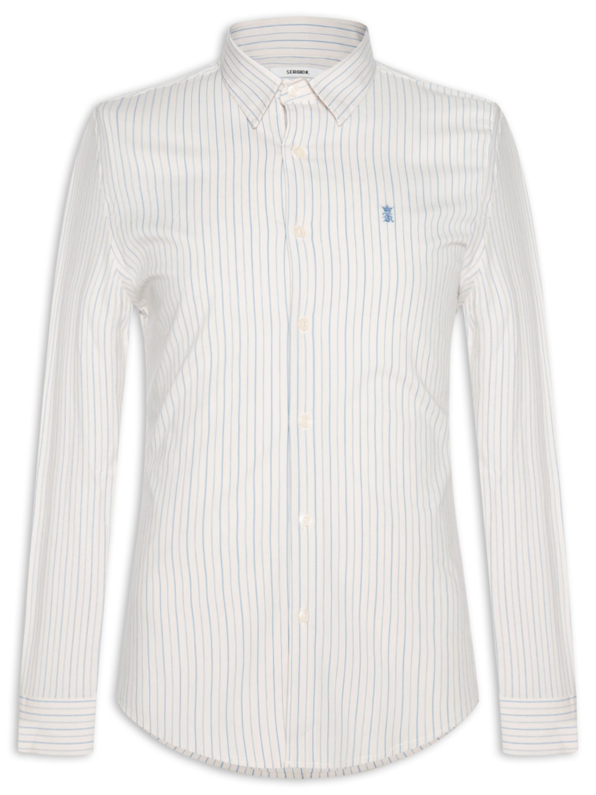 Camisa Masculina Slim Fit Listras Fancy - Azul