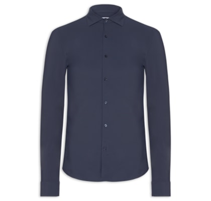 Camisa Masculina Slim Fit Malha Tech - Azul