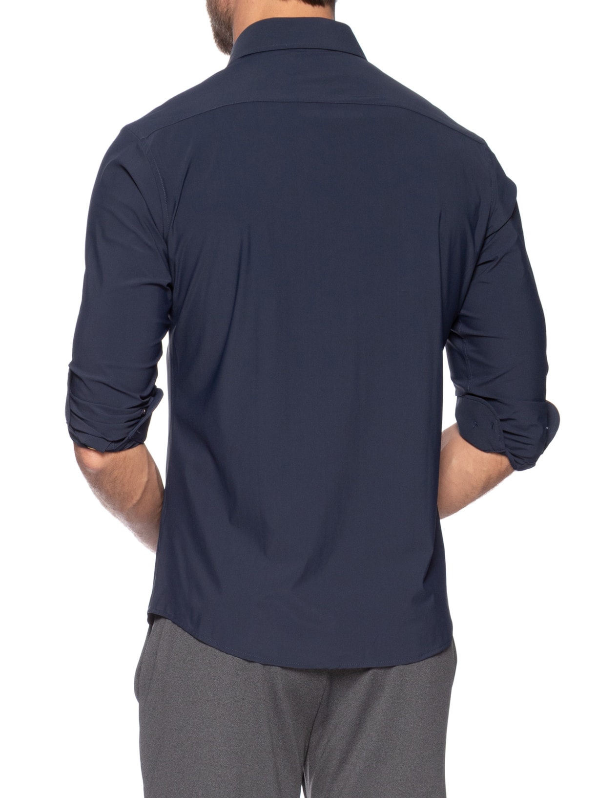 Camisa Masculina Slim Fit Malha Tech Azul '2 Essential