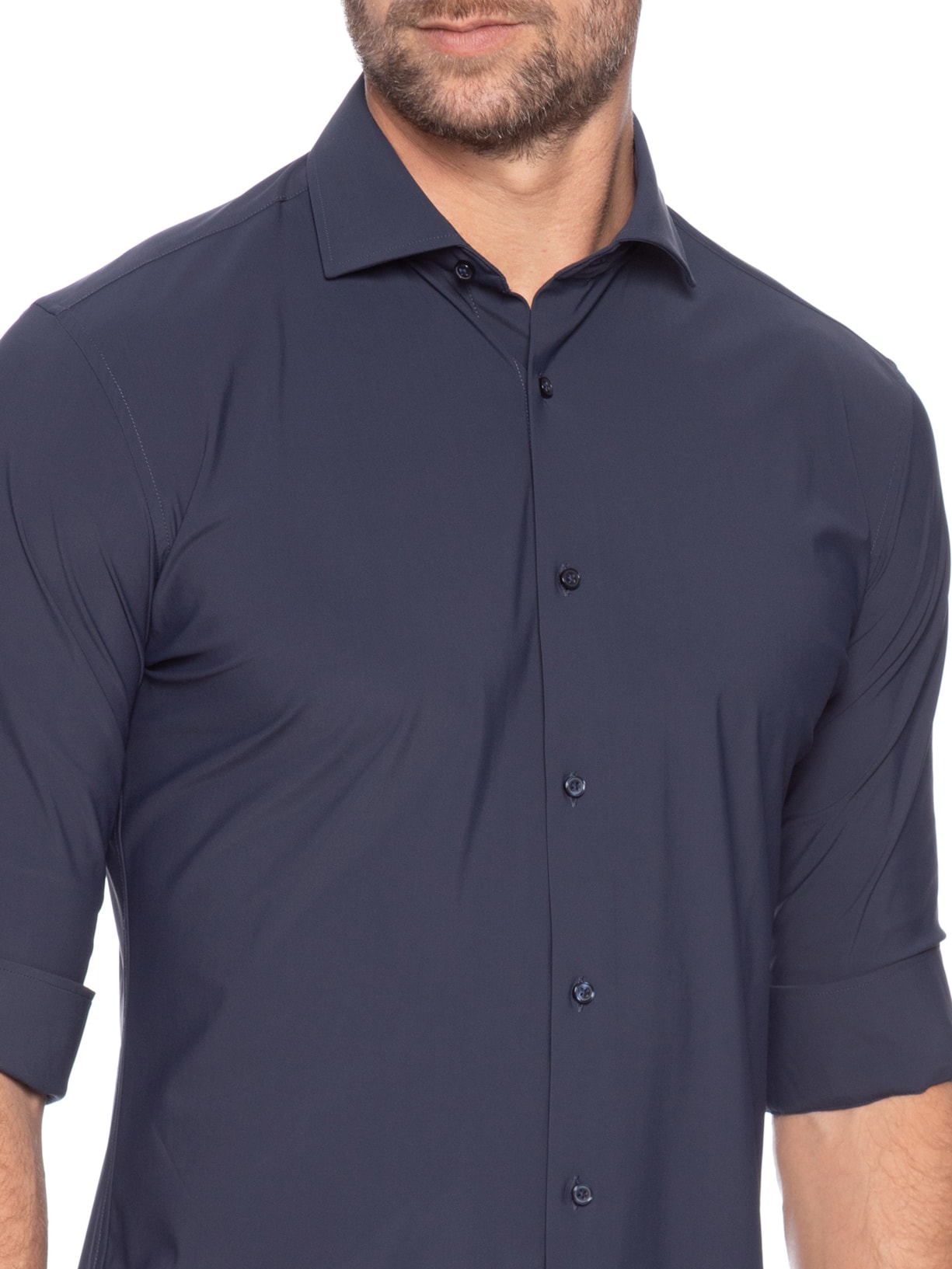 Camisa Masculina Slim Fit Malha Tech Azul '2 Essential