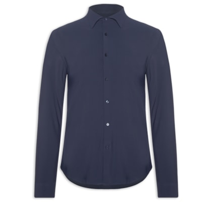 Camisa Masculina Slim Fit Malha Tech - Azul